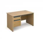 Maestro panel end straight desk with 2 drawer pedestal 1228mm - oak S4P2O