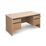 Maestro panel end straight desk with 2 and 2 drawer pedestals 1532mm - beech S6P22B