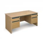 Maestro panel end straight desk with 2 and 2 drawer pedestals 1532mm - oak S6P22O