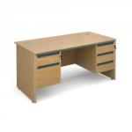 Maestro panel end straight desk with 2 and 3 drawer pedestals 1532mm - oak S6P23O