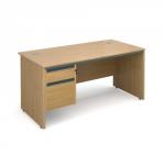 Maestro panel end straight desk with 2 drawer pedestal 1532mm - oak S6P2O