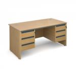 Maestro panel end straight desk with 3 and 3 drawer pedestals 1532mm - oak S6P33O