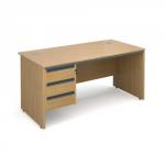 Maestro panel end straight desk with 3 drawer pedestal 1532mm - oak S6P3O