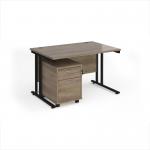Maestro 25 straight desk 1200mm x 800mm with black cantilever frame and 2 drawer pedestal - Nebraska Oak SBK212NO