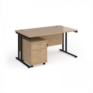 Maestro 25 straight desk 1400mm x 800mm with black cantilever frame