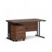 Maestro 25 straight desk 1400mm x 800mm with black cantilever frame and 2 drawer pedestal - walnut SBK214W