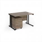 Maestro 25 straight desk 1200mm x 800mm with black cantilever frame and 3 drawer pedestal - Nebraska Oak SBK312NO