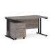 Maestro 25 straight desk 1400mm x 800mm with black cantilever frame and 3 drawer pedestal - grey oak SBK314GO