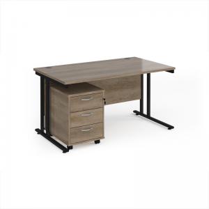 Maestro 25 straight desk 1400mm x 800mm with black cantilever frame