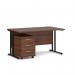 The Dams Pedestal Desk Maestro features a straight design with a 1400mm x 800mm size. The black cantilever frame adds a sleek touch, complemented by a 3 drawer pedestal. The walnut finish gives a sophisticated appearance to this functional piece.