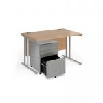 Maestro 25 bundle straight 1200 desk, silver leg frame and silver steel ped - Beech SBS12B