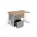 Maestro 25 bundle straight 1200 desk, silver leg frame and silver steel ped - Beech SBS12B