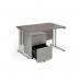Maestro 25 bundle straight 1200 desk, silver leg frame and silver steel ped - Grey Oak SBS12GO