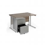 Maestro 25 bundle straight 1200 desk, silver leg frame and silver steel ped - Nebraska Oak SBS12NO