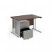Maestro 25 bundle straight 1200 desk, silver leg frame and silver steel ped - Oak SBS12O