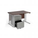 Maestro 25 bundle straight 1200 desk, silver leg frame and silver steel ped - Walnut SBS12W