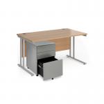Maestro 25 bundle straight 1400 desk, silver leg frame and silver steel ped - Beech SBS14B