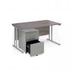 Maestro 25 bundle straight 1400 desk, silver leg frame and silver steel ped - Grey Oak SBS14GO