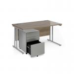 Maestro 25 bundle straight 1400 desk, silver leg frame and silver steel ped - Nebraska Oak SBS14NO