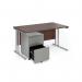 Maestro 25 bundle straight 1400 desk, silver leg frame and silver steel ped - Walnut SBS14W