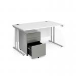 Maestro 25 bundle straight 1400 desk, silver leg frame and silver steel ped - White SBS14WH