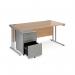 Maestro 25 bundle straight 1600 desk, silver leg frame and silver steel ped - Beech SBS16B