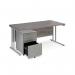 Maestro 25 bundle straight 1600 desk, silver leg frame and silver steel ped - Grey Oak SBS16GO