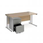 Maestro 25 bundle straight 1600 desk, silver leg frame and silver steel ped - Kendal Oak SBS16KO