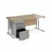 Maestro 25 bundle straight 1600 desk, silver leg frame and silver steel ped - Kendal Oak SBS16KO