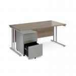 Maestro 25 bundle straight 1600 desk, silver leg frame and silver steel ped - Nebraska Oak SBS16NO