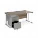 Maestro 25 bundle straight 1600 desk, silver leg frame and silver steel ped - Nebraska Oak SBS16NO