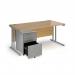 Maestro 25 bundle straight 1600 desk, silver leg frame and silver steel ped - Oak SBS16O