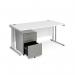 Maestro 25 bundle straight 1600 desk, silver leg frame and silver steel ped - White SBS16WH