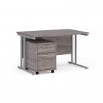 Maestro 25 straight desk 1200mm x 800mm with silver cantilever frame and 2 drawer pedestal - grey oak SBS212GO