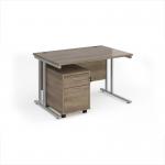 Maestro 25 straight desk 1200mm x 800mm with silver cantilever frame and 2 drawer pedestal - Nebraska Oak SBS212NO