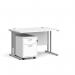 Maestro 25 straight desk 1200mm x 800mm with silver cantilever frame and 2 drawer pedestal - white SBS212WH