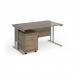 Maestro 25 straight desk 1400mm x 800mm with silver cantilever frame and 2 drawer pedestal - Nebraska Oak SBS214NO