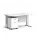 Maestro 25 straight desk 1400mm x 800mm with silver cantilever frame and 2 drawer pedestal - white SBS214WH