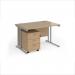 Maestro 25 straight desk 1200mm x 800mm with silver cantilever frame and 3 drawer pedestal - Kendal Oak SBS312KO