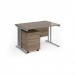 Maestro 25 straight desk 1200mm x 800mm with silver cantilever frame and 3 drawer pedestal - Nebraska Oak SBS312NO