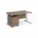 Maestro 25 straight desk 1400mm x 800mm with silver cantilever frame and 3 drawer pedestal - Nebraska Oak SBS314NO