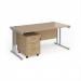 Maestro 25 straight desk 1600mm x 800mm with silver cantilever frame and 3 drawer pedestal - Kendal Oak SBS316KO