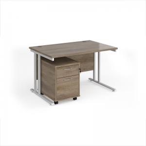 Maestro 25 straight desk 1200mm x 800mm with white cantilever frame
