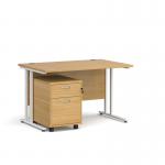 Maestro 25 straight desk 1200mm x 800mm with white cantilever frame and 2 drawer pedestal - oak SBWH212O