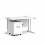 Maestro 25 straight desk 1200mm x 800mm with white cantilever frame and 2 drawer pedestal - white SBWH212WH