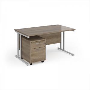 Maestro 25 straight desk 1400mm x 800mm with white cantilever frame