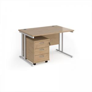 Maestro 25 straight desk 1200mm x 800mm with white cantilever frame