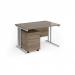 Maestro 25 straight desk 1200mm x 800mm with white cantilever frame and 3 drawer pedestal - Nebraska Oak SBWH312NO
