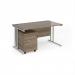 Maestro 25 straight desk 1400mm x 800mm with white cantilever frame and 3 drawer pedestal - Nebraska Oak SBWH314NO