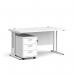 Maestro 25 straight desk 1400mm x 800mm with white cantilever frame and 3 drawer pedestal - white SBWH314WH